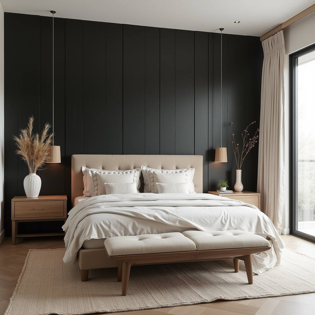 black panel bedroom accent wall 22