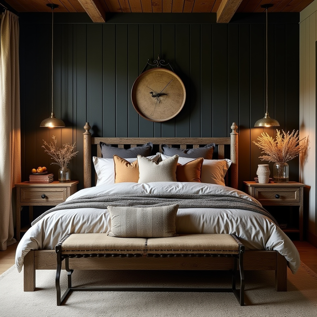 black panel bedroom accent wall 23