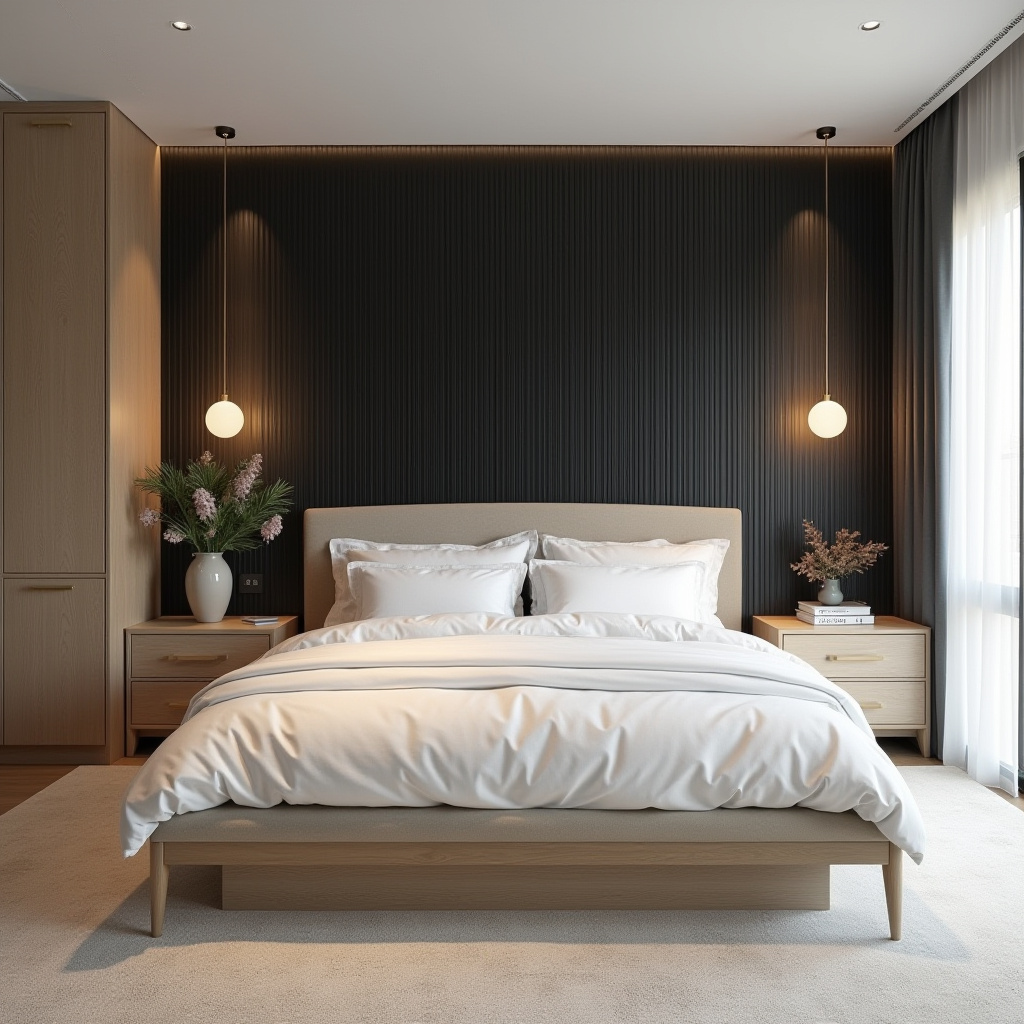 black panel bedroom accent wall 3