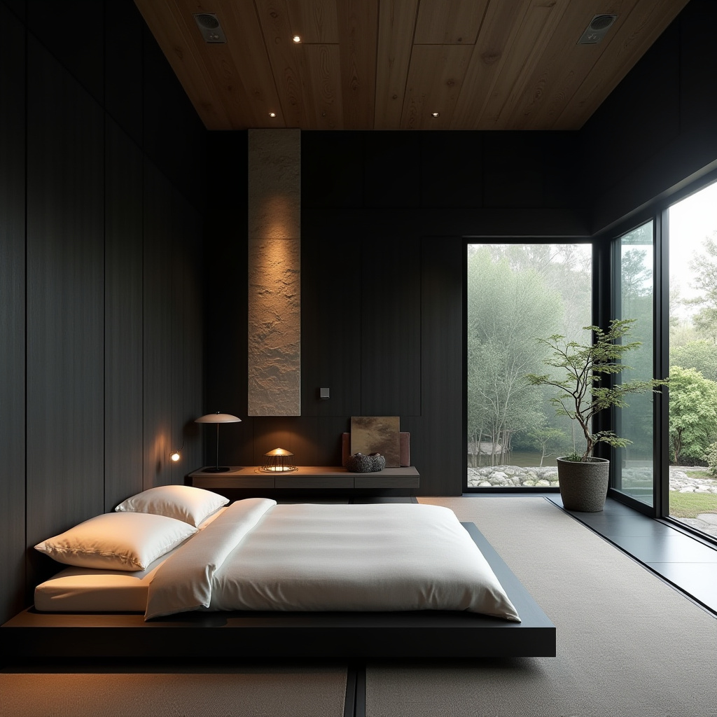 black panel bedroom accent wall 32