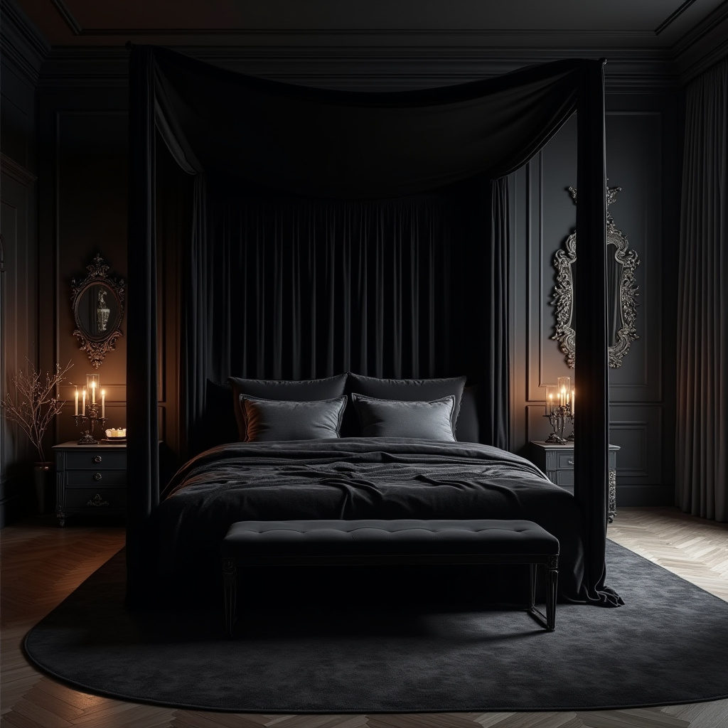 black panel bedroom accent wall 39