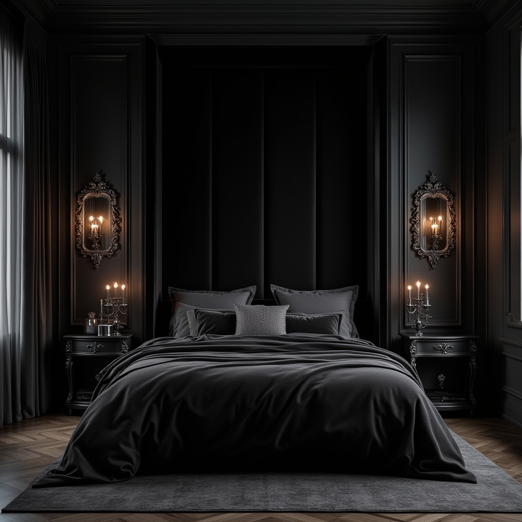 black panel bedroom accent wall 40