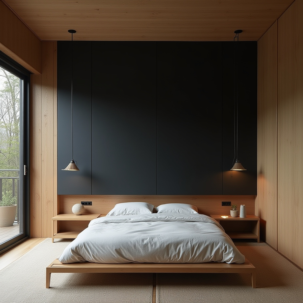 black panel bedroom accent wall 7