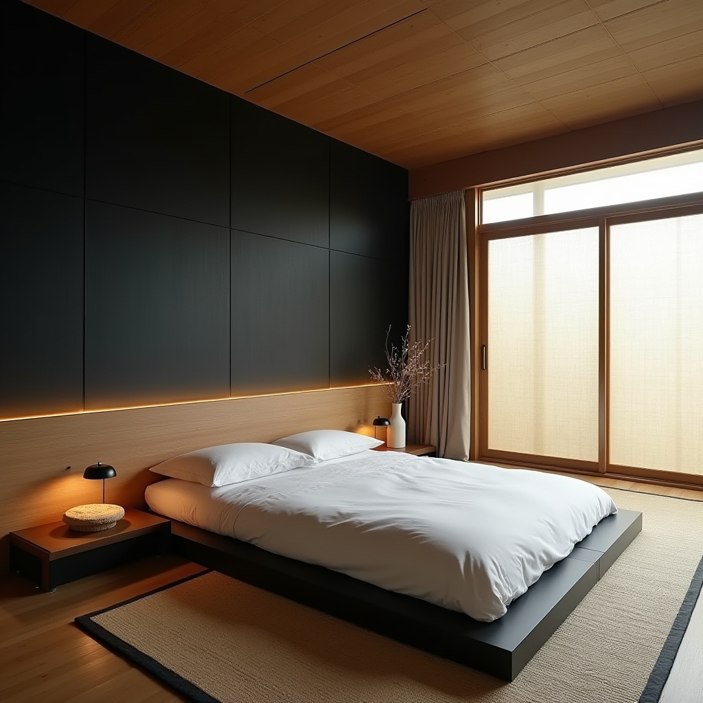 black panel bedroom accent wall 8