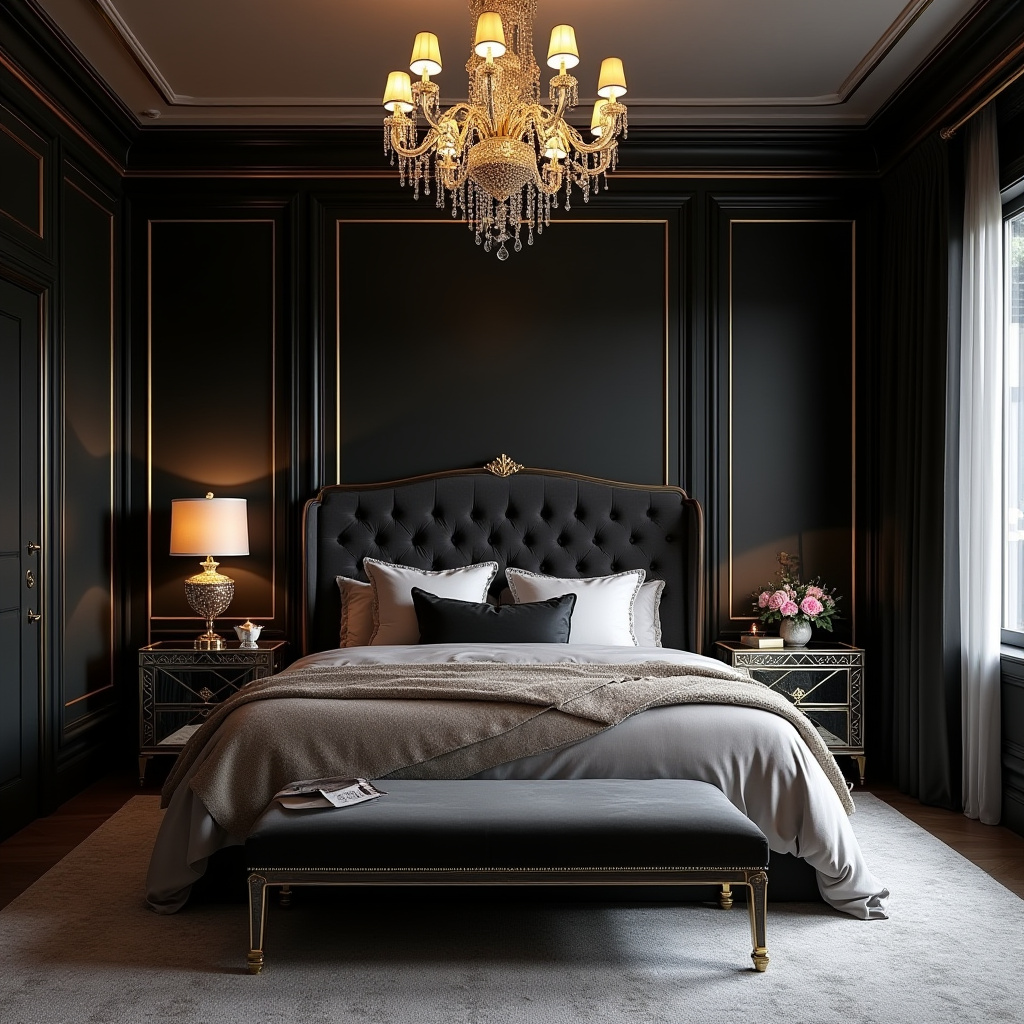black panel bedroom accent wall 9