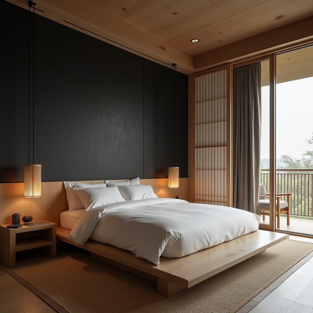 black wallpaper bedroom accent wall 12