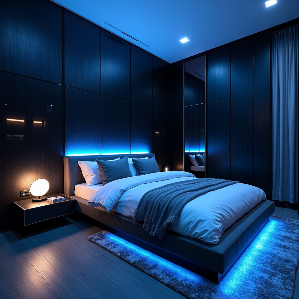 black wallpaper bedroom accent wall 17