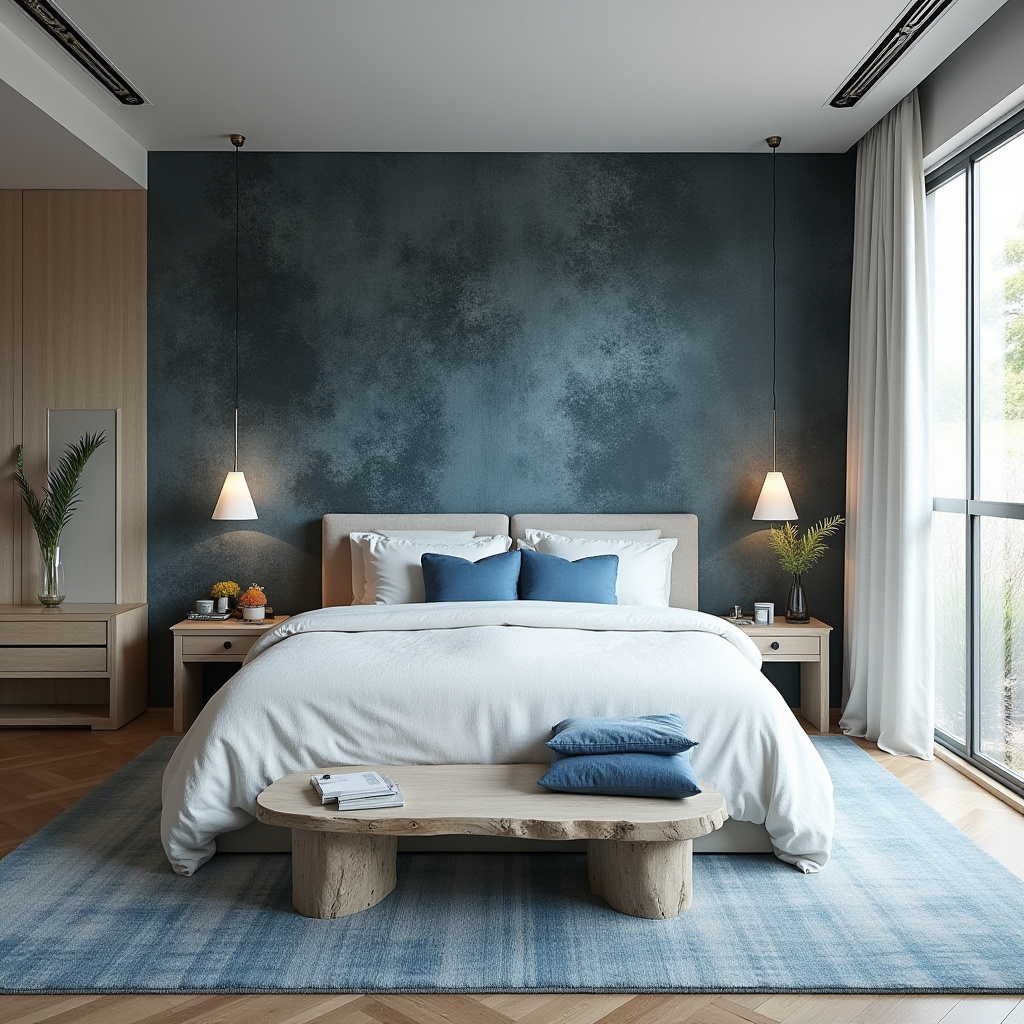 black wallpaper bedroom accent wall 19