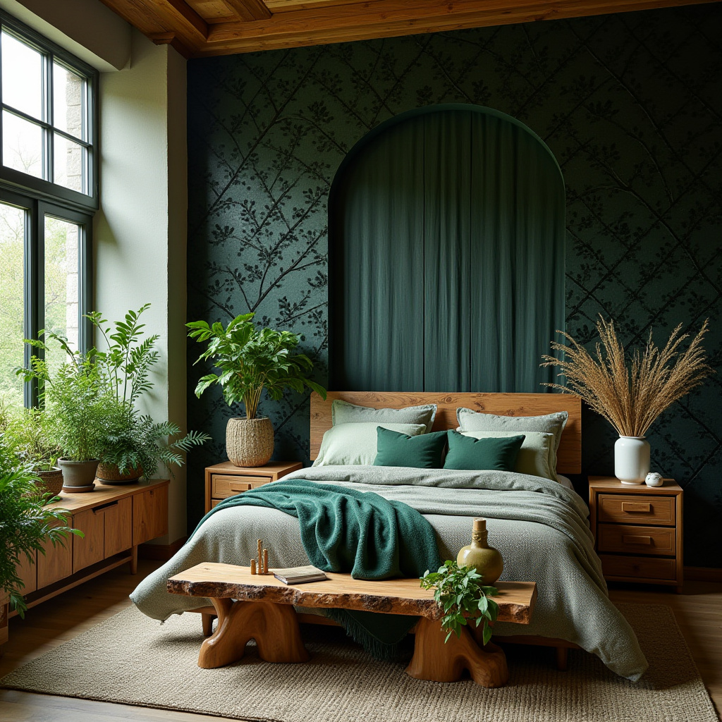 black wallpaper bedroom accent wall 24