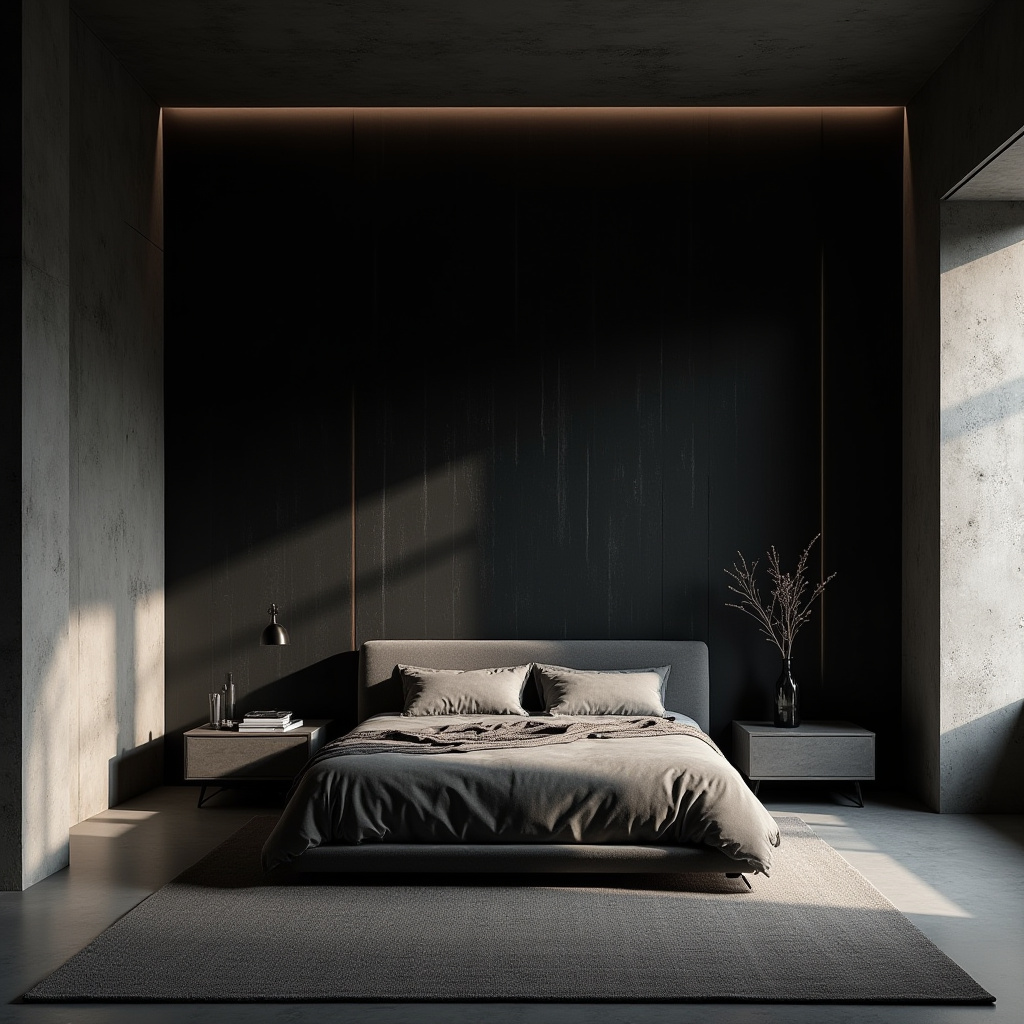 black wallpaper bedroom accent wall 29