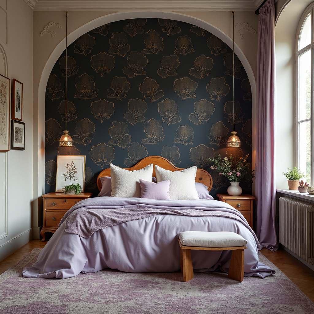 black wallpaper bedroom accent wall 34