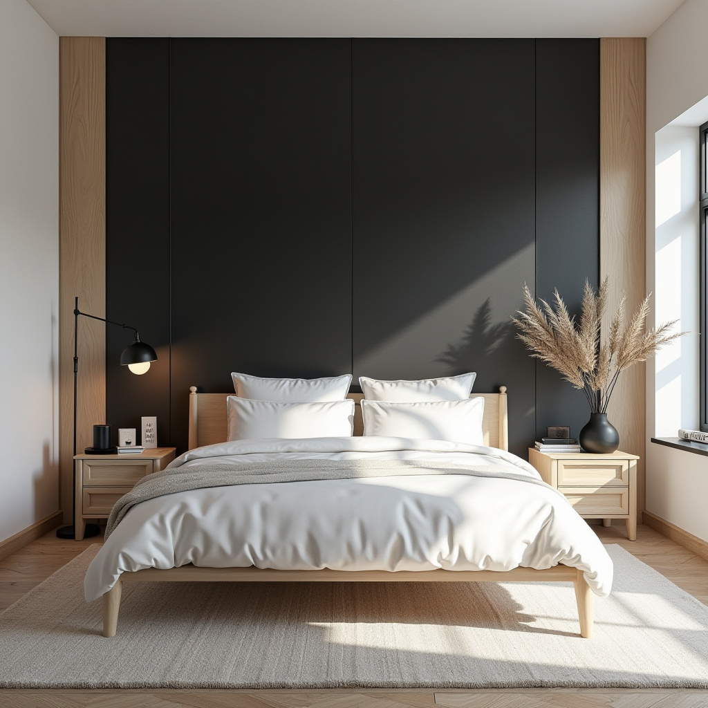 black wallpaper bedroom accent wall 5