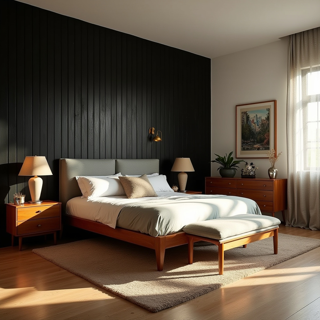 black wood bedroom accent wall 10