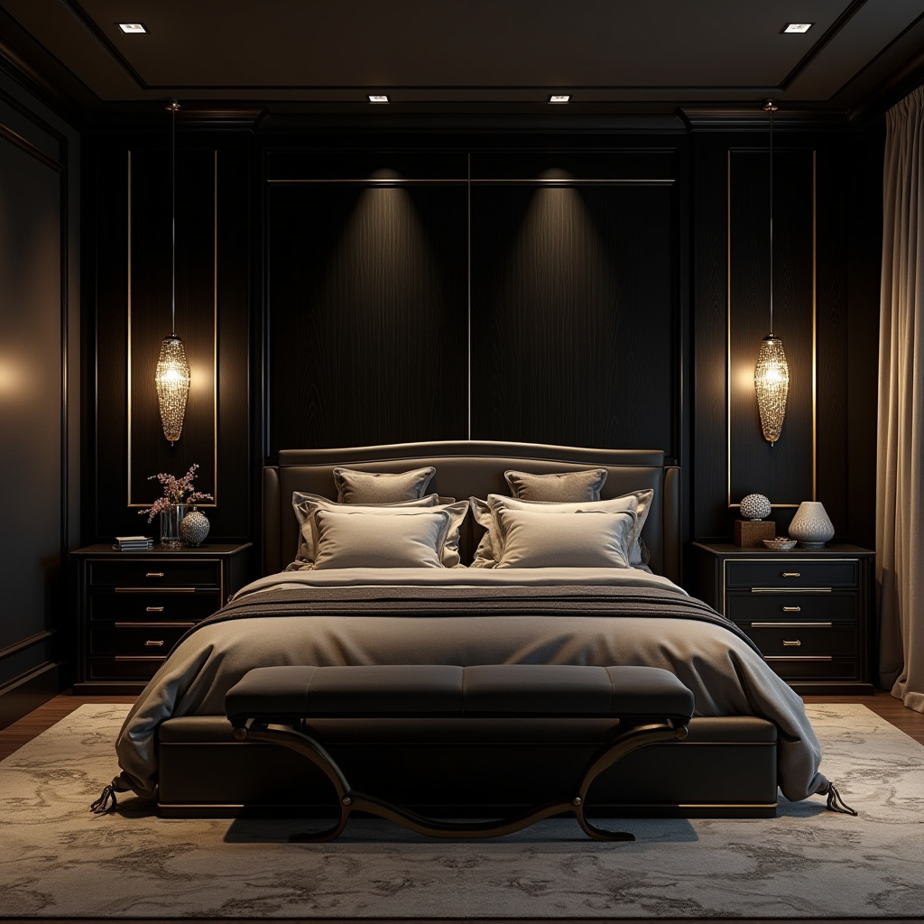 black wood bedroom accent wall 13
