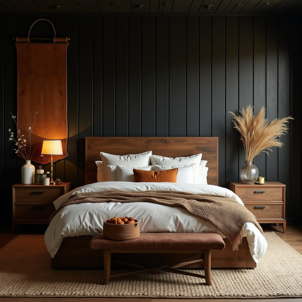black wood bedroom accent wall 16