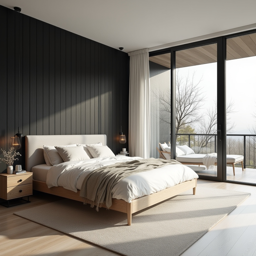 black wood bedroom accent wall 18