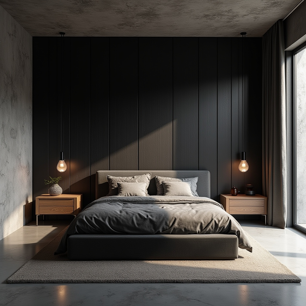 black wood bedroom accent wall 24