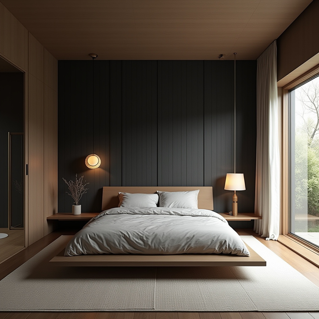 black wood bedroom accent wall 27