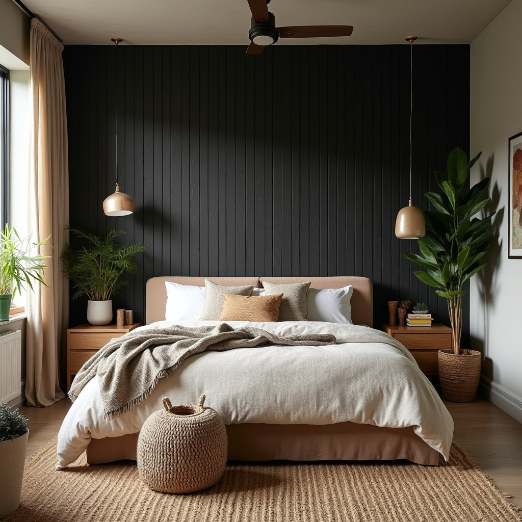 black wood bedroom accent wall 39