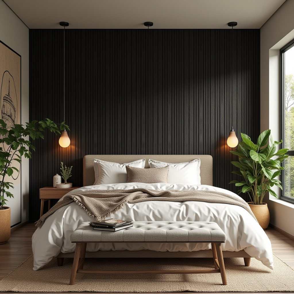 black wood bedroom accent wall 40