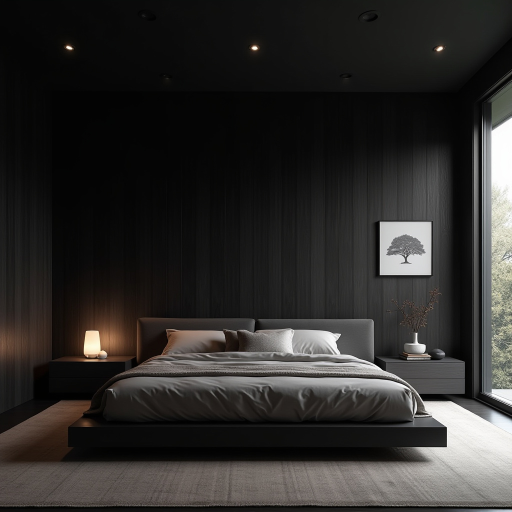 black wood bedroom accent wall 7
