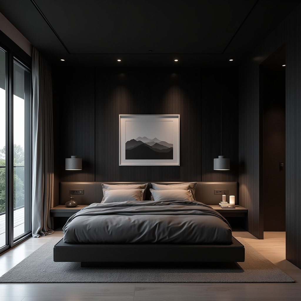 black wood bedroom accent wall 8