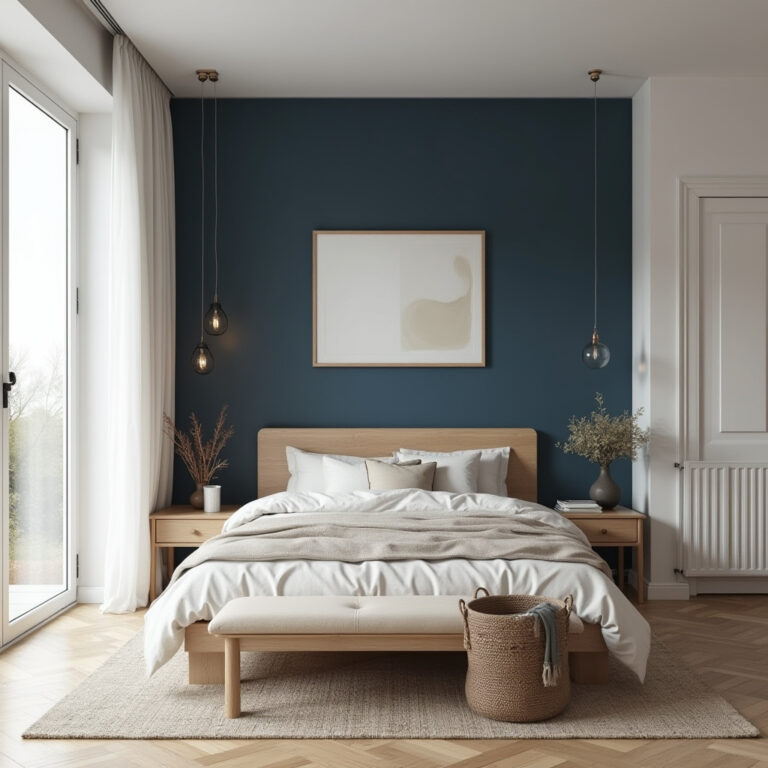 blue bedroom accent wall 1