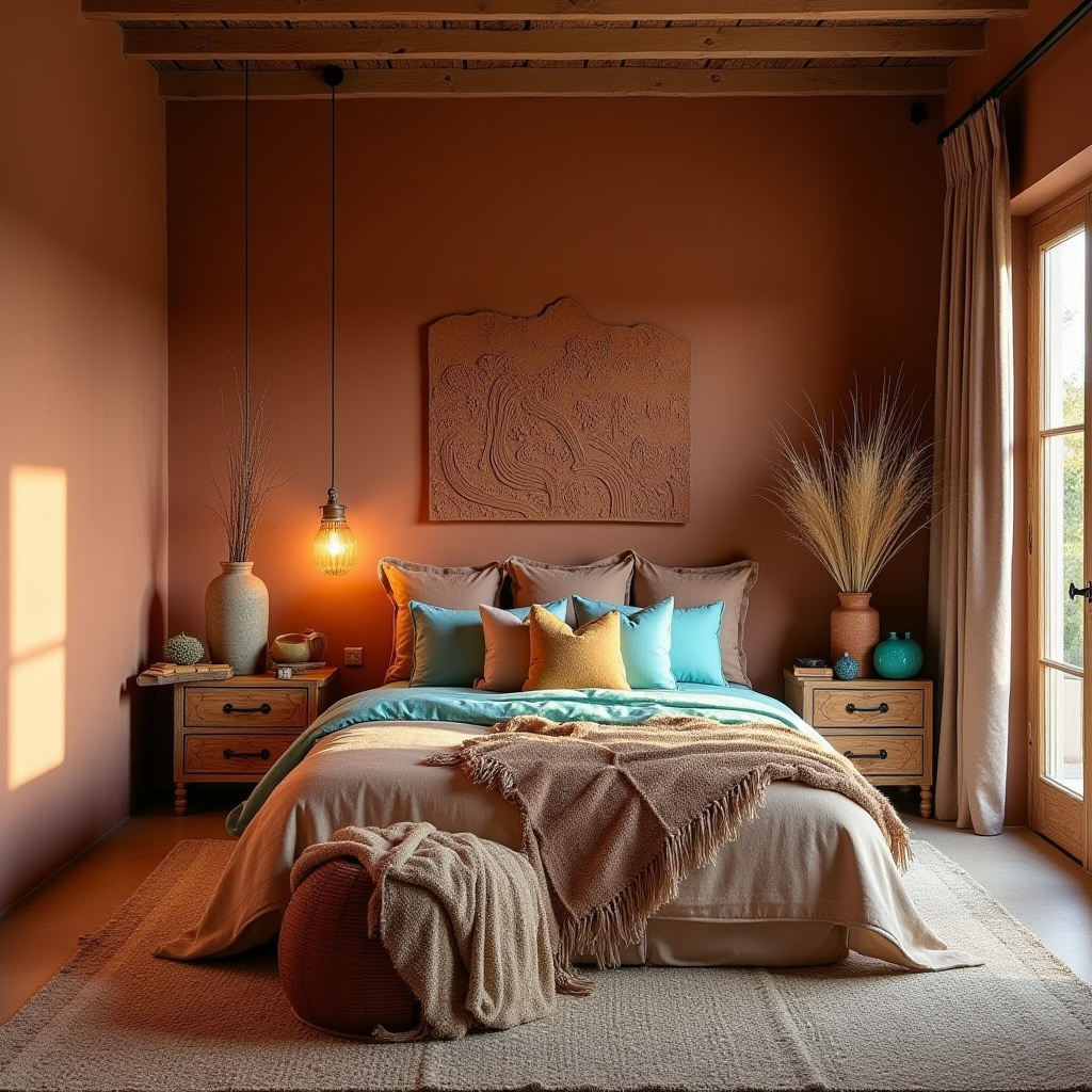 boho bedroom accent wall 33
