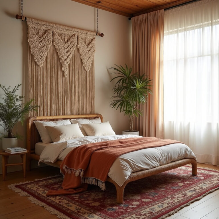 boho bedroom accent wall ideas 1