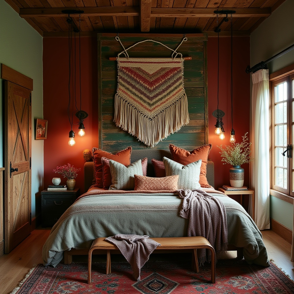boho bedroom accent wall ideas 10