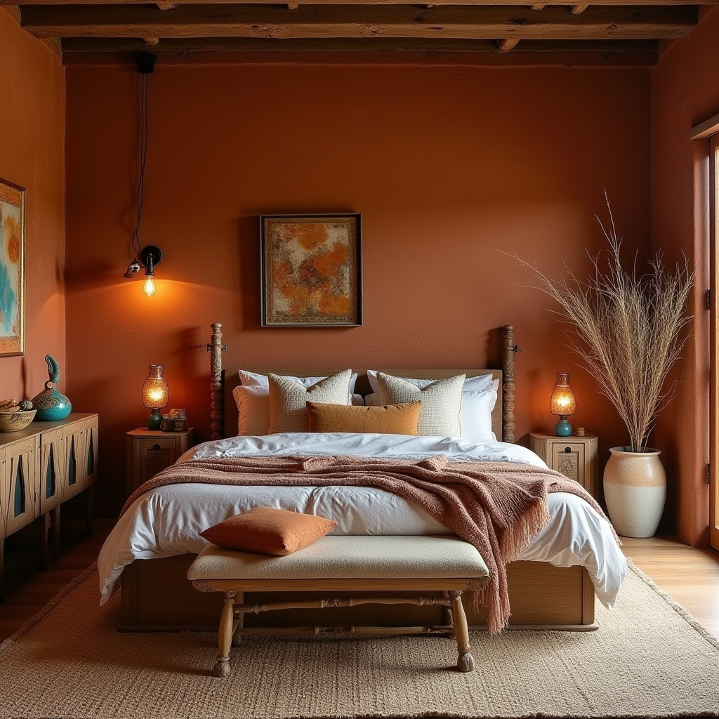 boho bedroom accent wall ideas 35