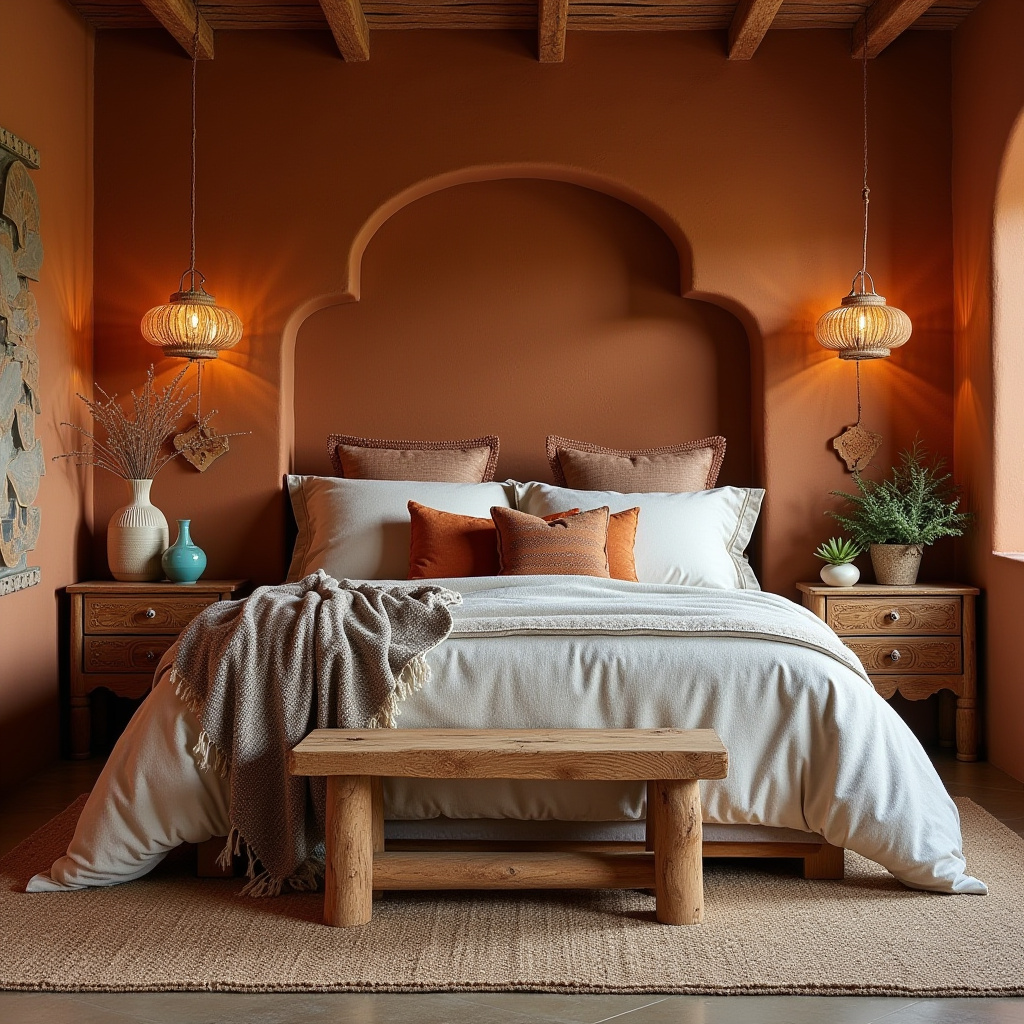boho bedroom accent wall ideas 36
