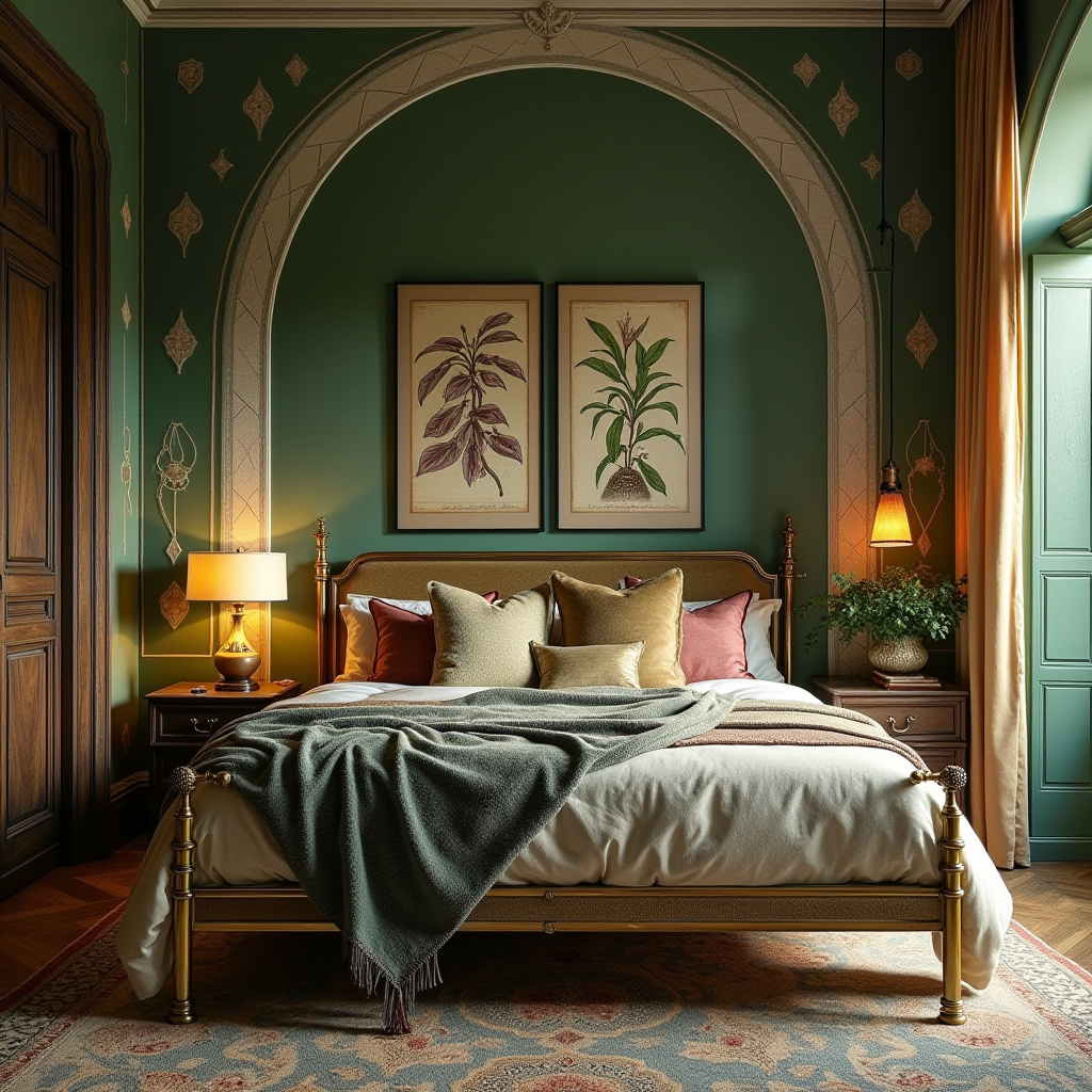 boho green bedroom accent wall 11