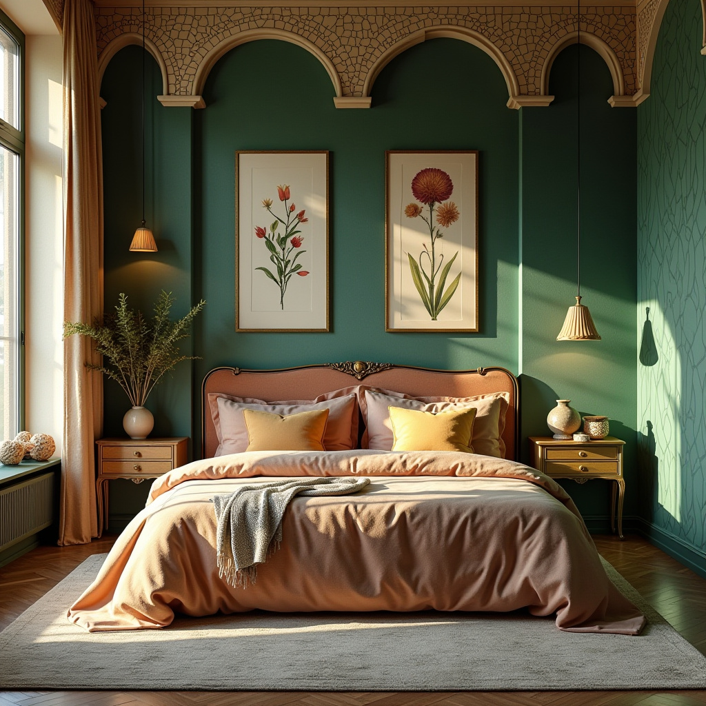 boho green bedroom accent wall 12