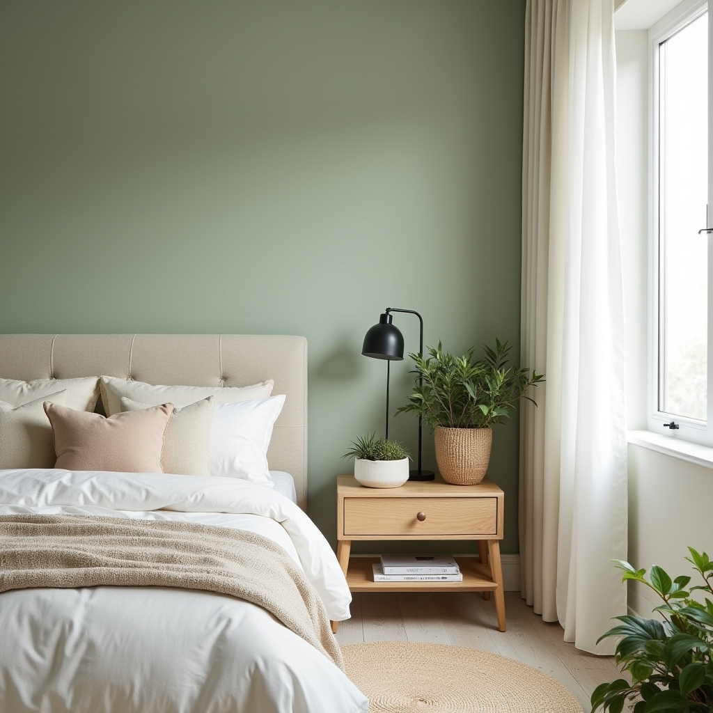 boho green bedroom accent wall 15