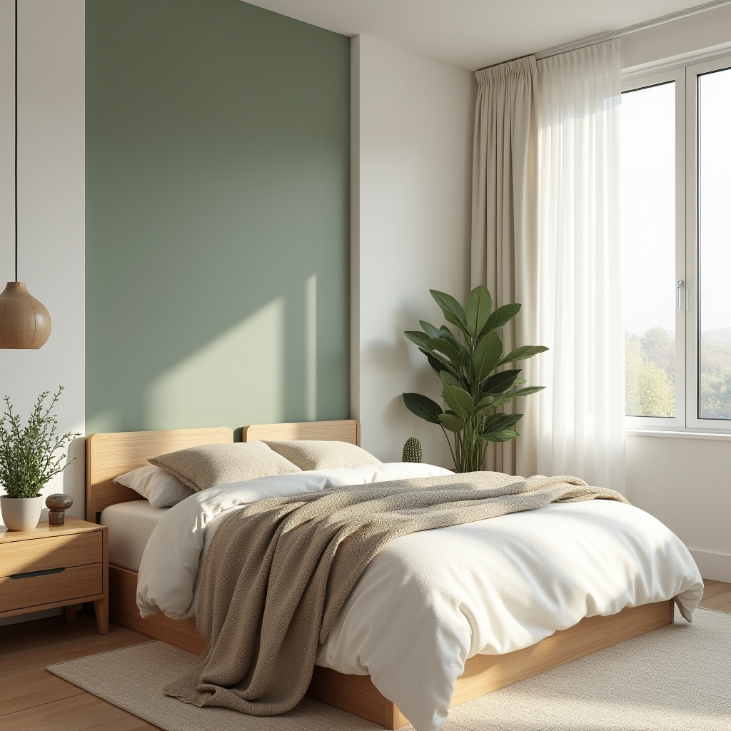 boho green bedroom accent wall 16