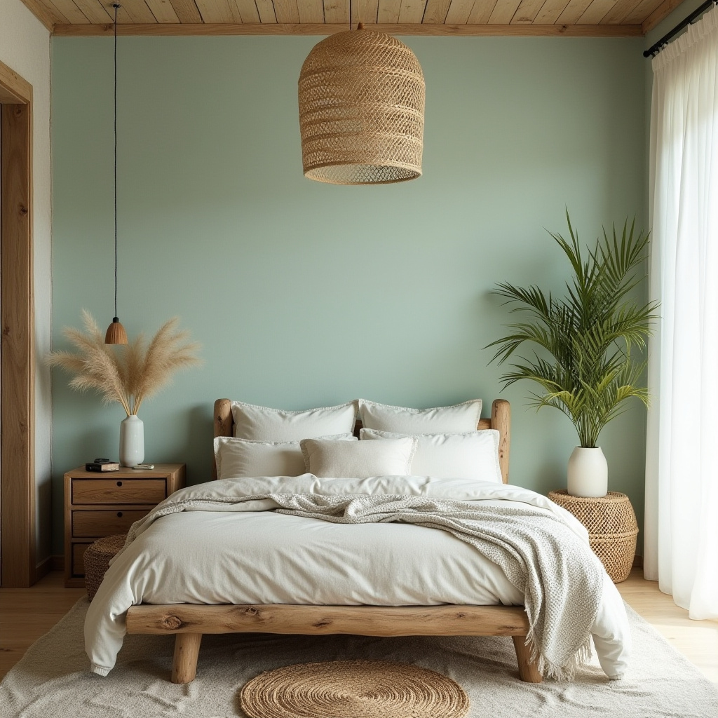 boho green bedroom accent wall 20