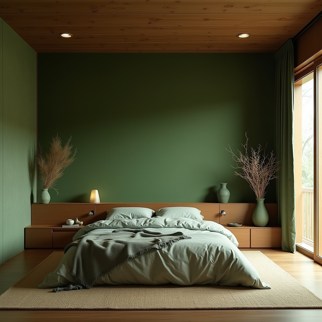 boho green bedroom accent wall 21