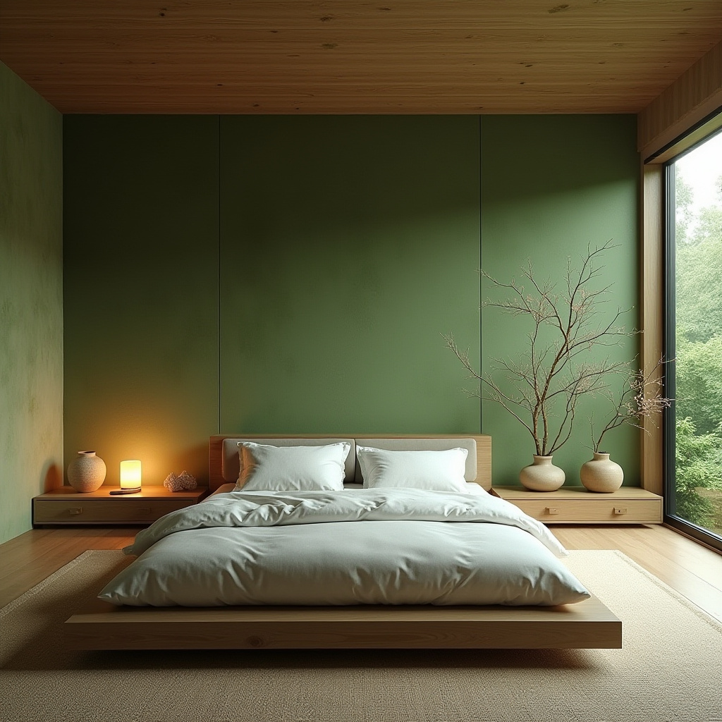 boho green bedroom accent wall 22