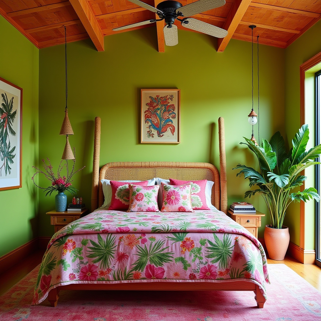 boho green bedroom accent wall 23