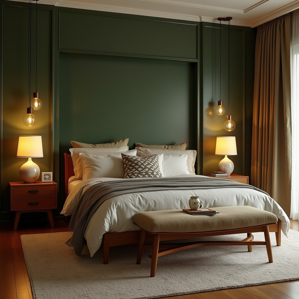 boho green bedroom accent wall 26