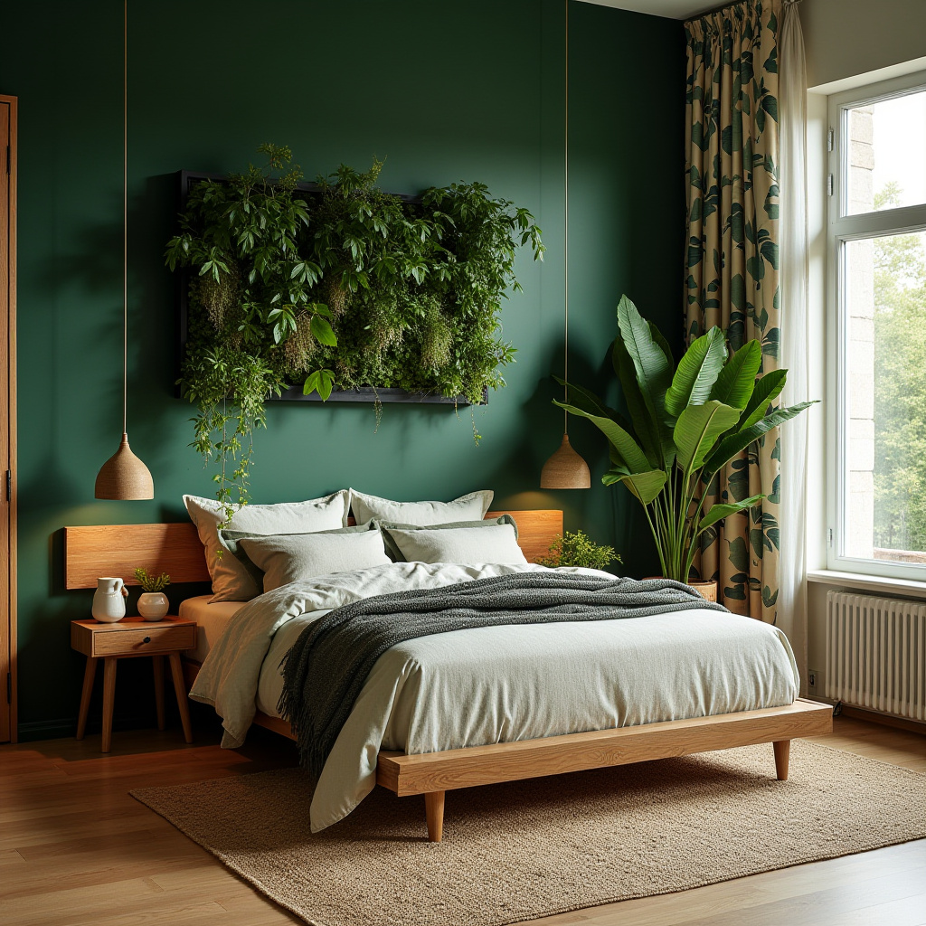 boho green bedroom accent wall 29