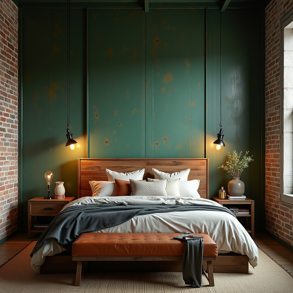 boho green bedroom accent wall 31