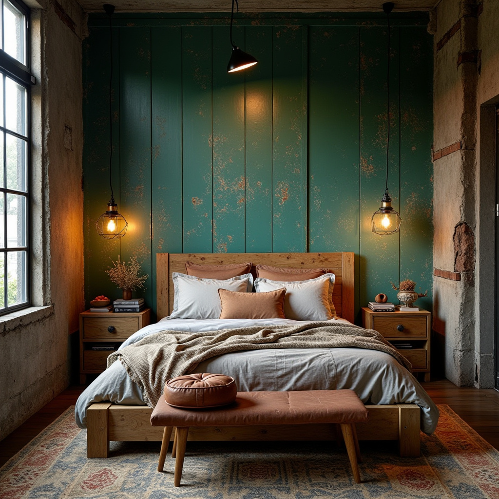 boho green bedroom accent wall 32
