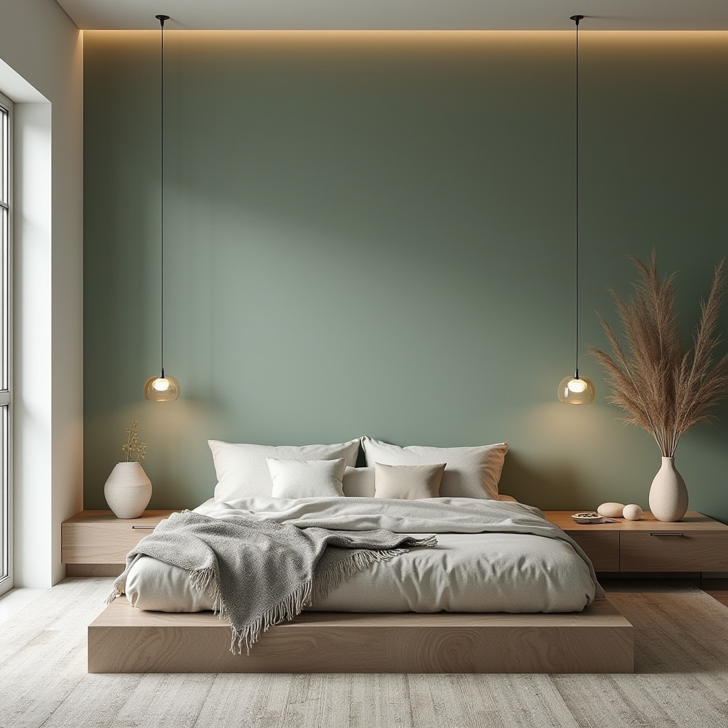 boho green bedroom accent wall 33