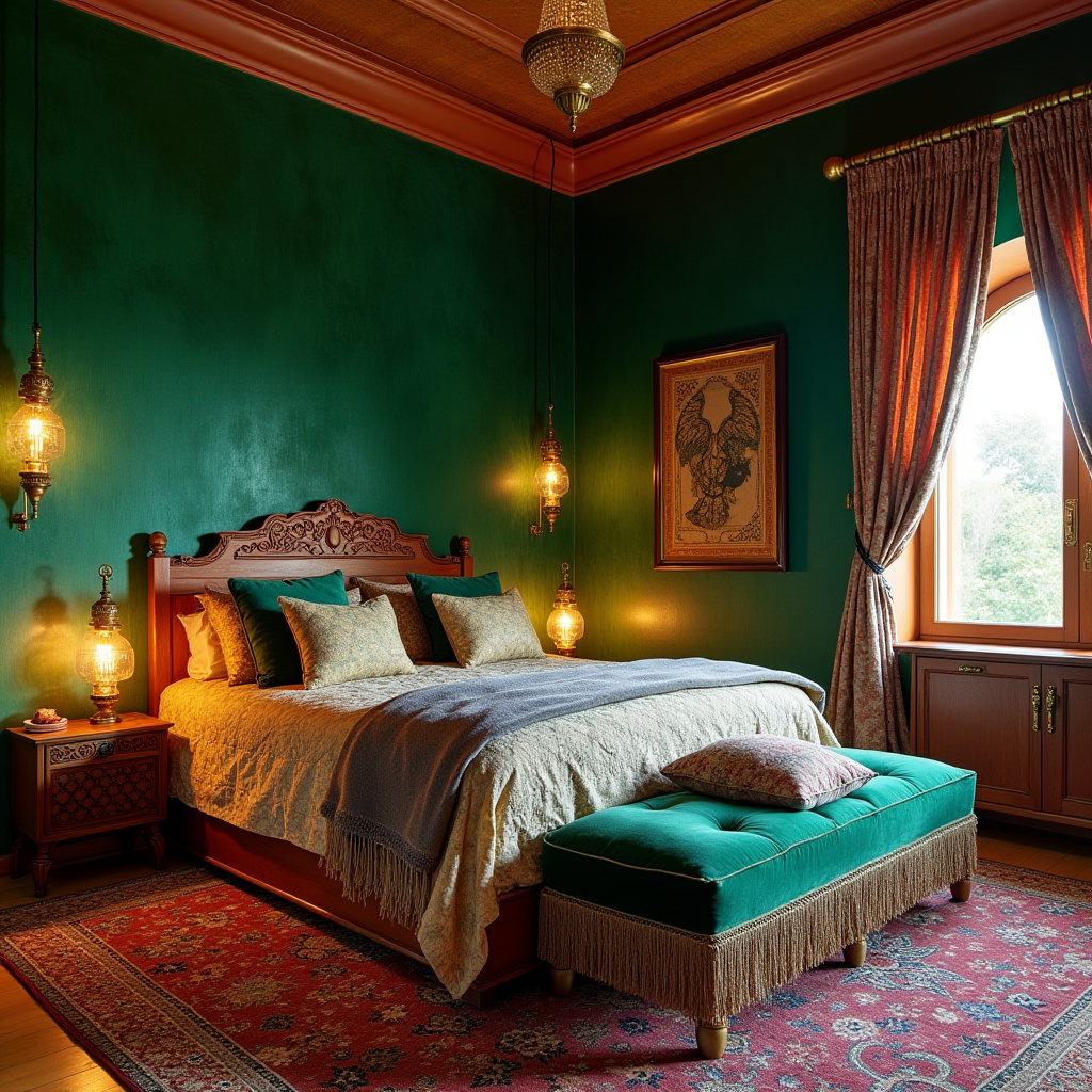 boho green bedroom accent wall 35