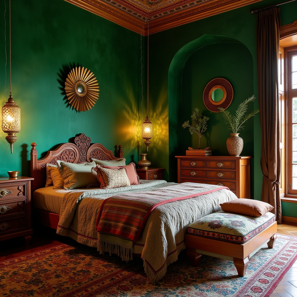 boho green bedroom accent wall 36