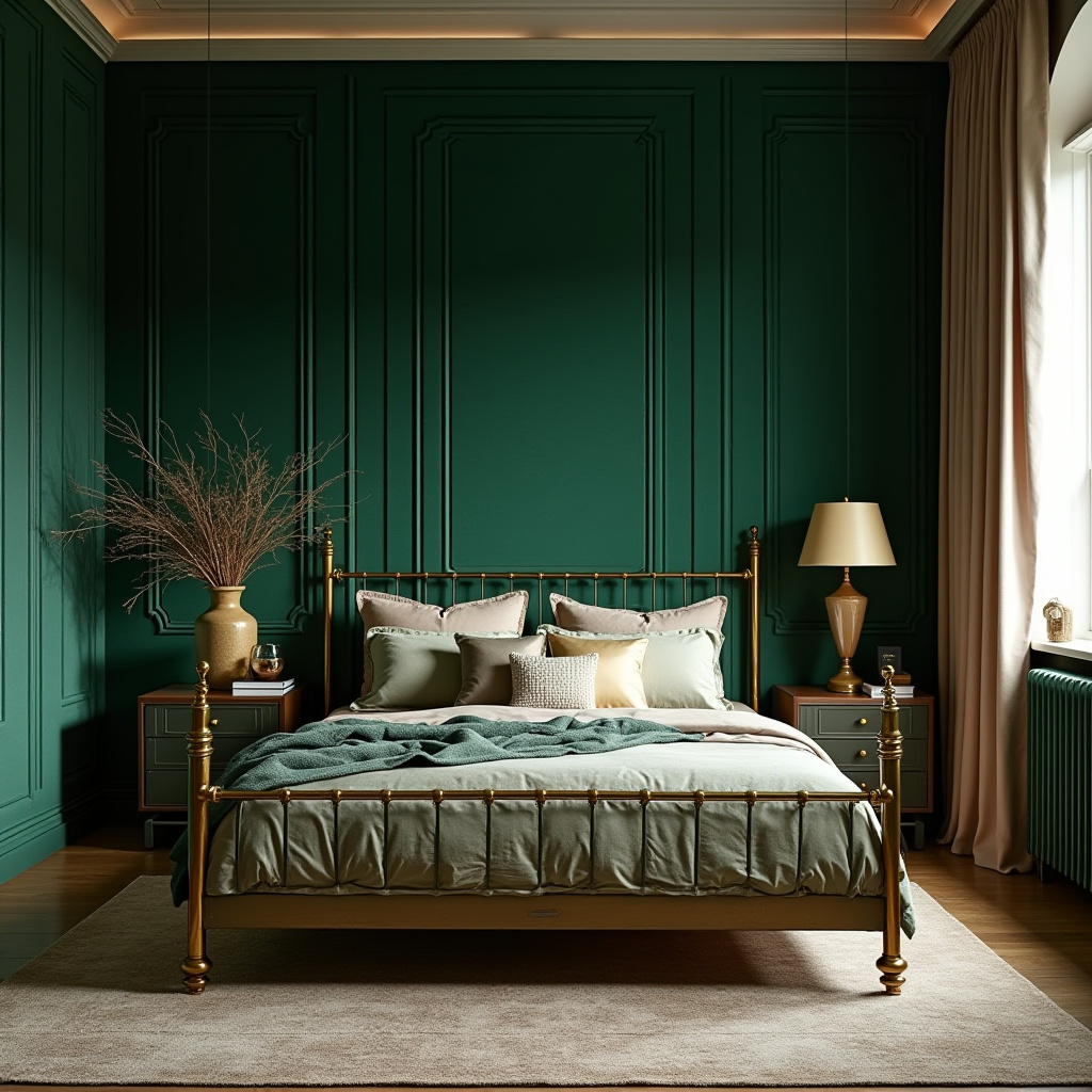 boho green bedroom accent wall 37