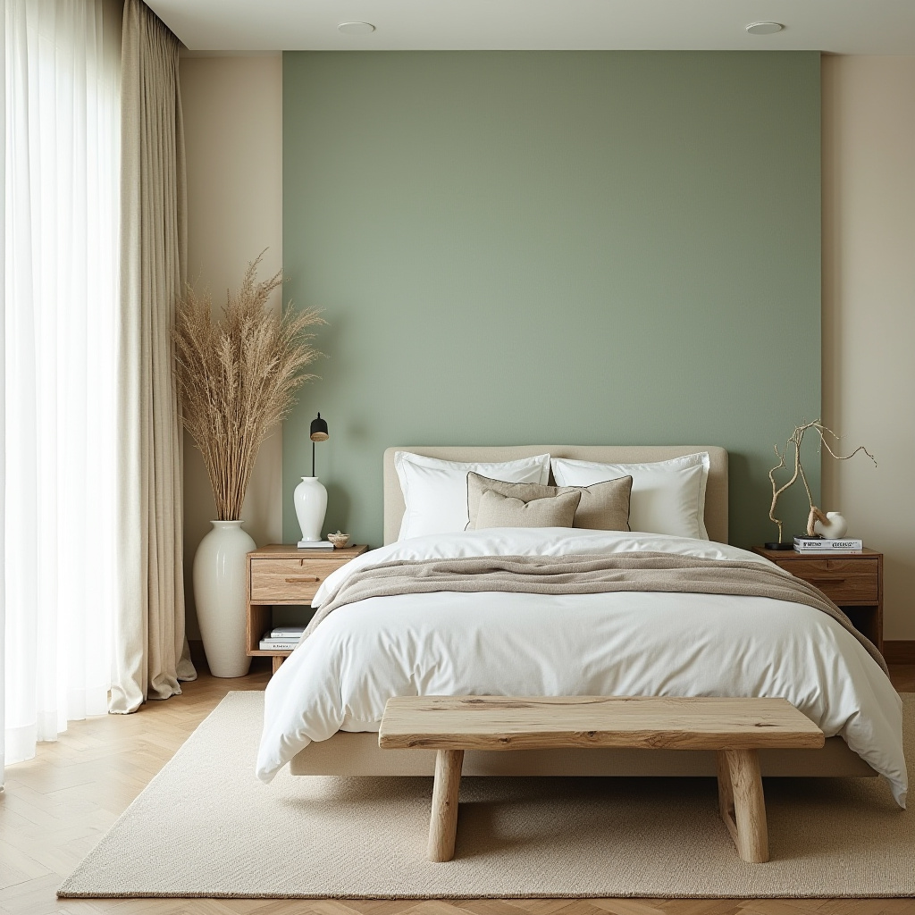 boho green bedroom accent wall 39