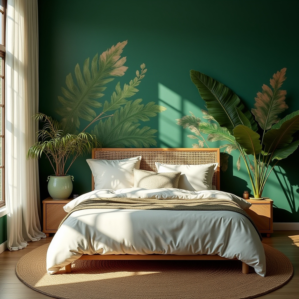 boho green bedroom accent wall 5